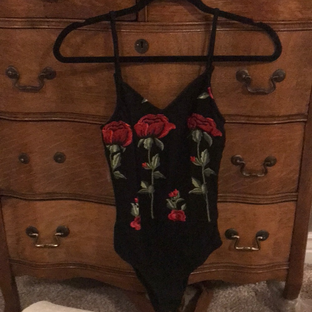 Black floral bodysuit